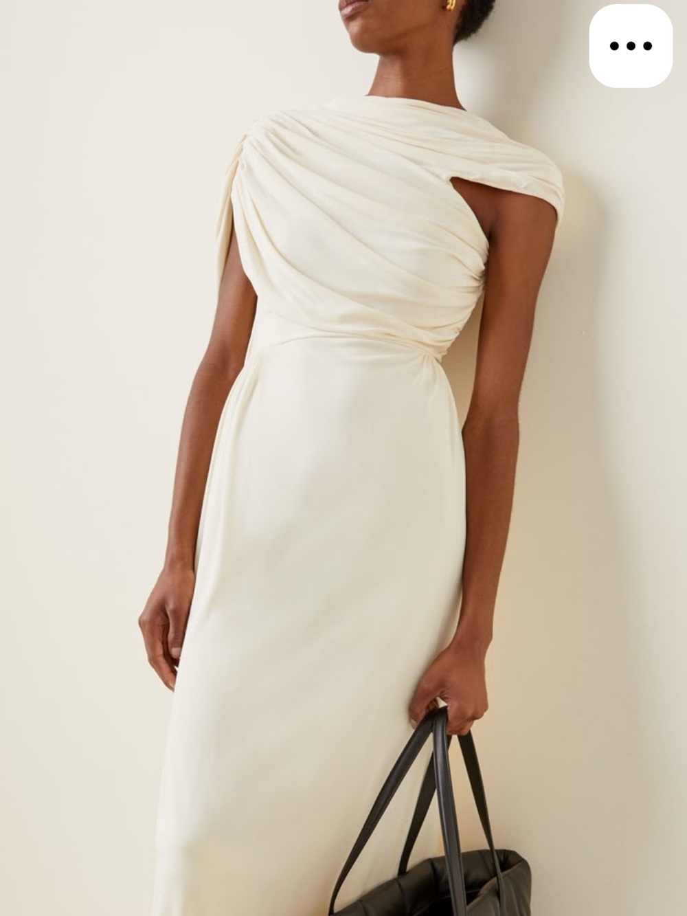 KHAITE Sloan Asymmetric Cream One-Shoulder Draped Maxi Dress - Picture 2 of 7